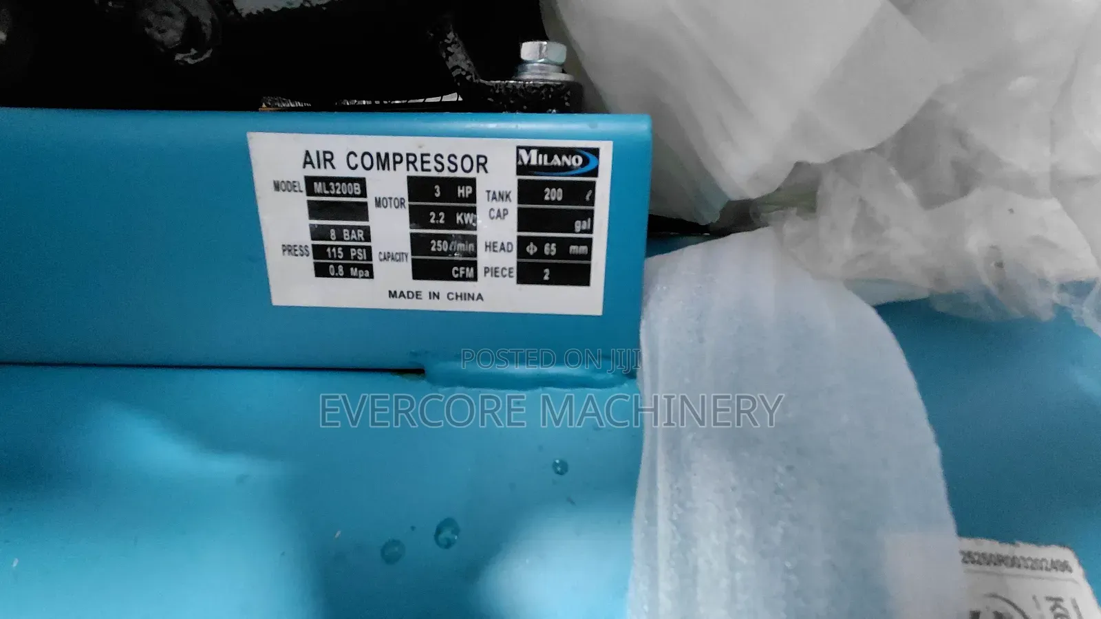 Milano Italia 200l Single Phase Air Compressor Machine.
