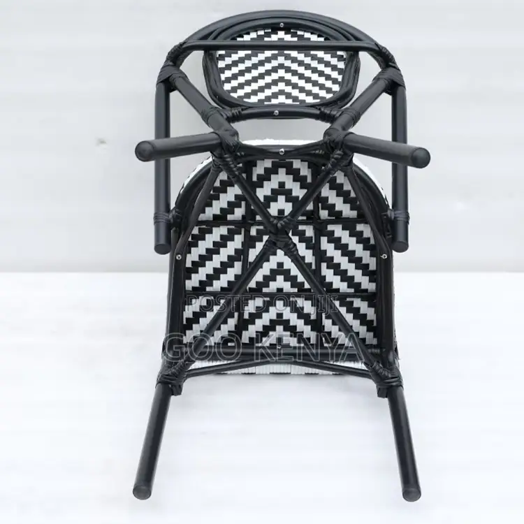 Home Dining Chair; Rattan Lounge Dine Chair With Steel Legs for Garden