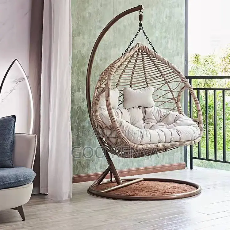 Outdoor Chair; 2-Seater Outdoor Hanging Swing Chair With Fabric Cover