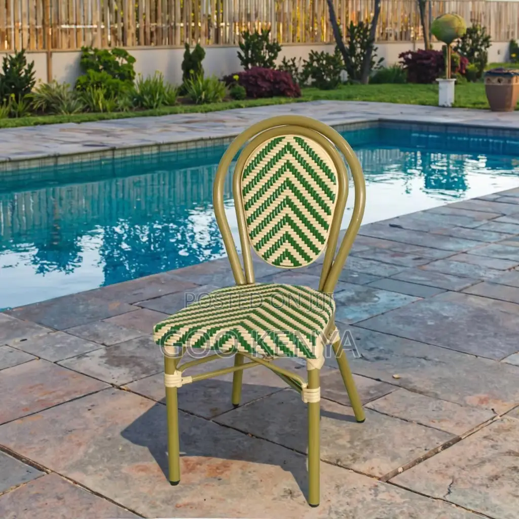 Garden Chair; Rattan Side Chair With Steel Frame for Indoor/Outdoor