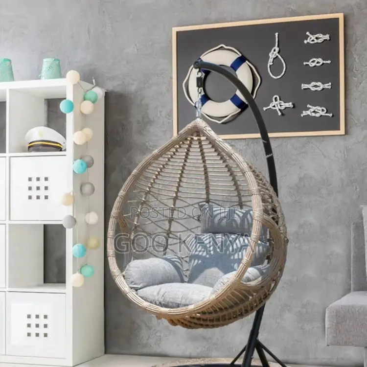 Outdoor Chair; Patio or Garden Rattan Hammock Chair With Soft Cushion