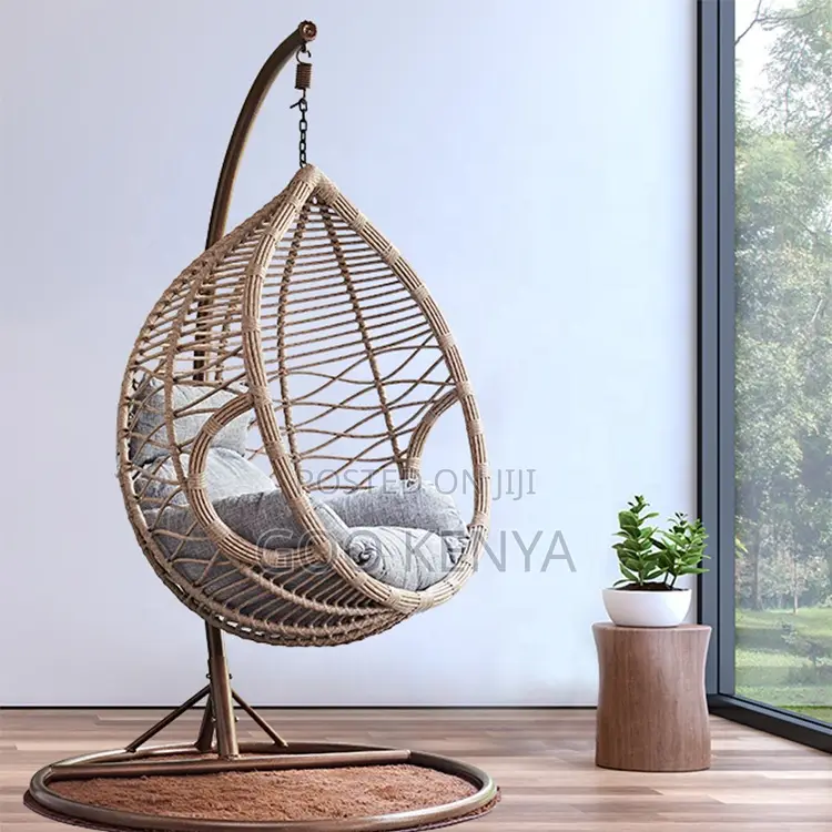 Outdoor Chair; Patio or Garden Rattan Hammock Chair With Soft Cushion
