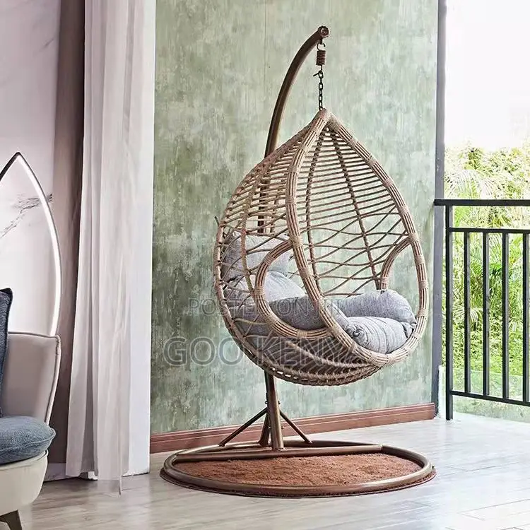 Outdoor Chair; Patio or Garden Rattan Hammock Chair With Soft Cushion