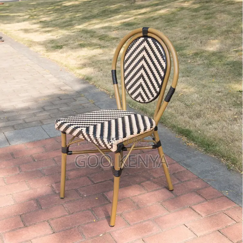 Home Chair; Rattan Patio Chair With Steel Frame for Dining