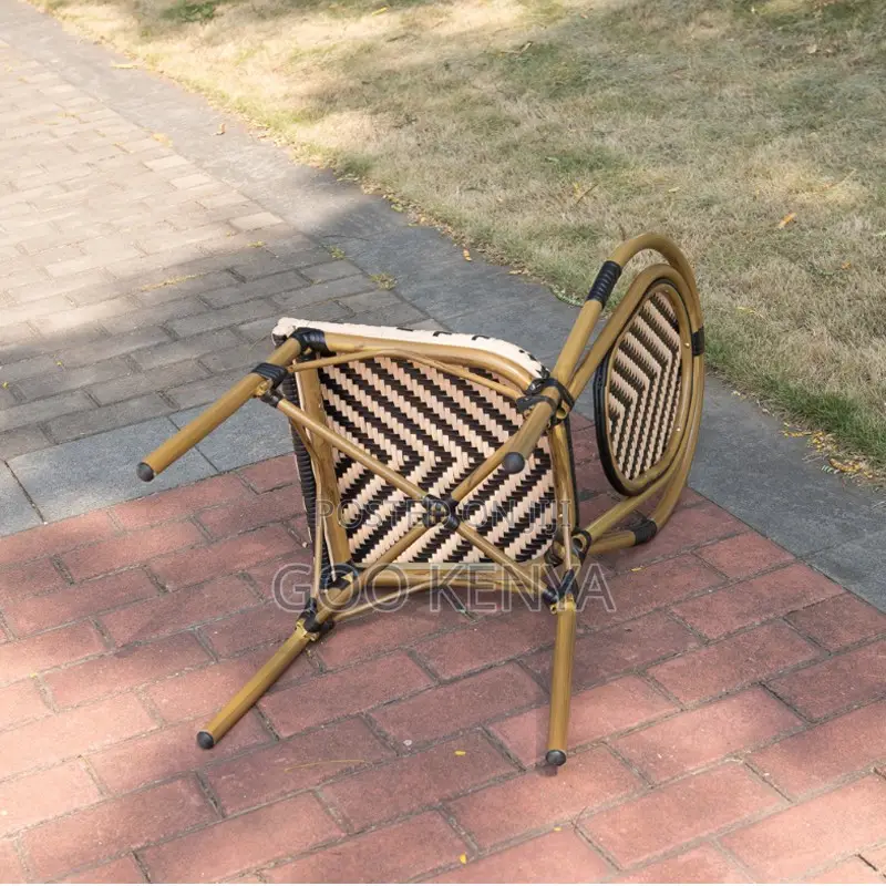 Home Chair; Rattan Patio Chair With Steel Frame for Dining