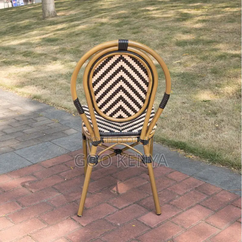 Home Chair; Rattan Patio Chair With Steel Frame for Dining