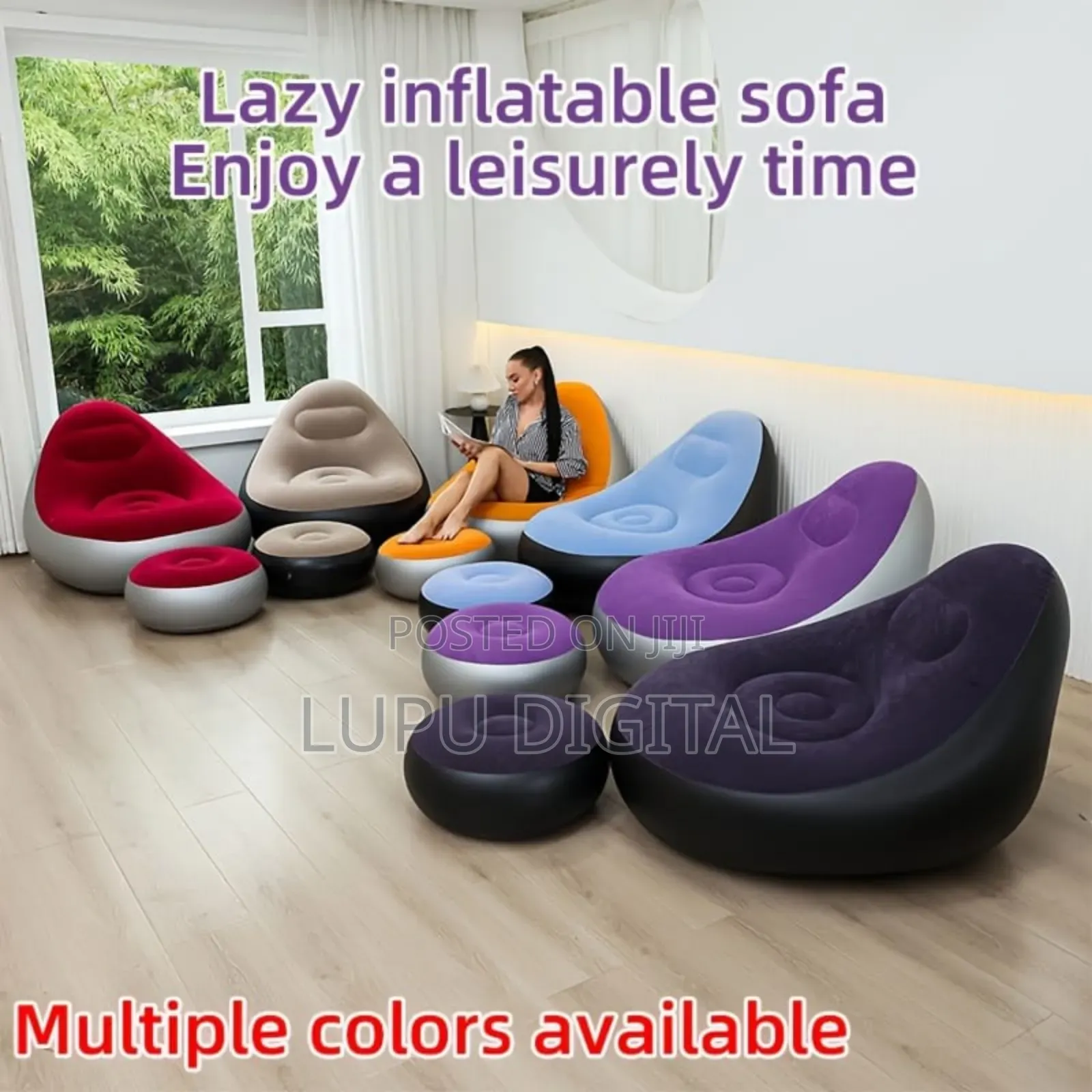 *Inflatable Sofa Seat With Foot Stool and Manual Pump