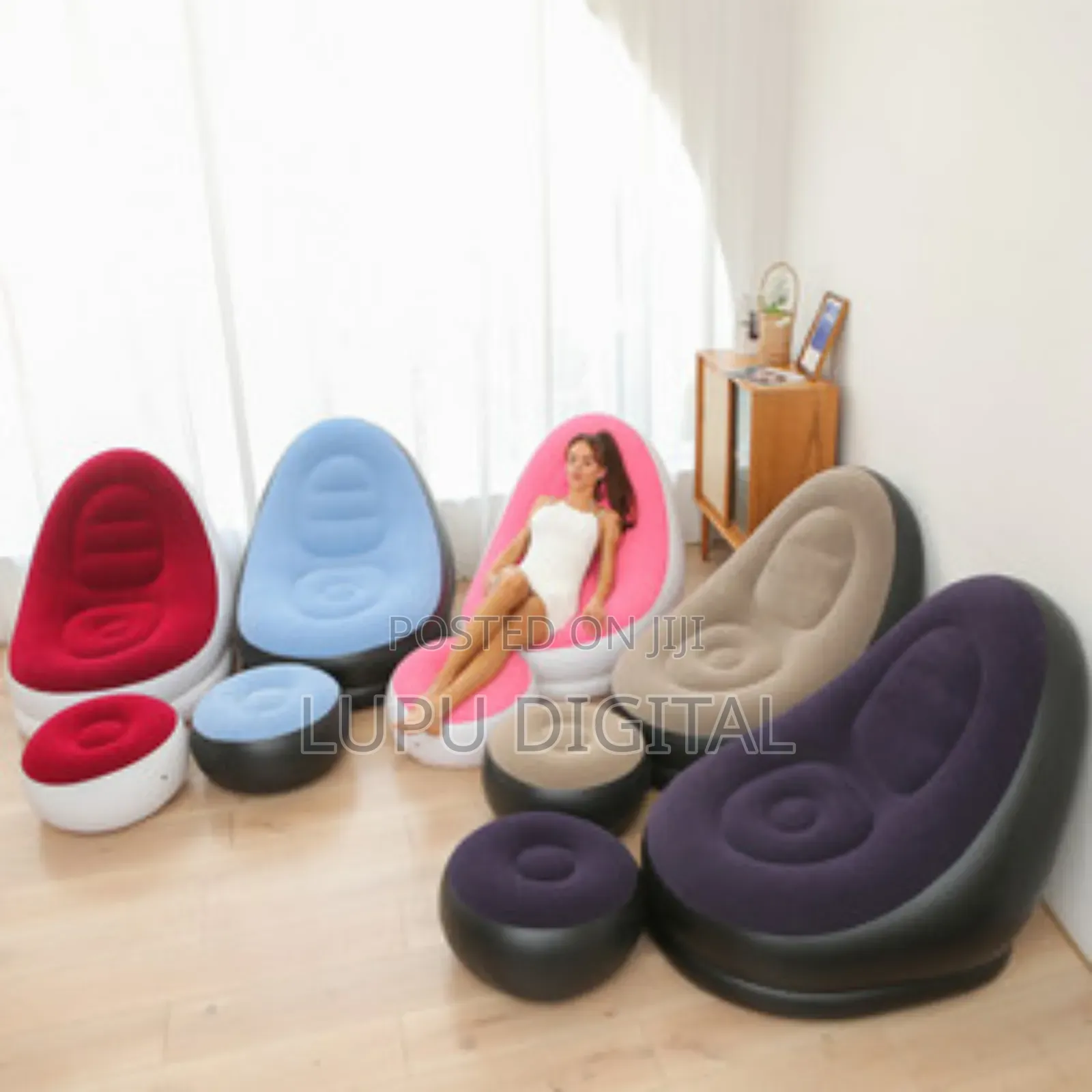 *Inflatable Sofa Seat With Foot Stool and Manual Pump