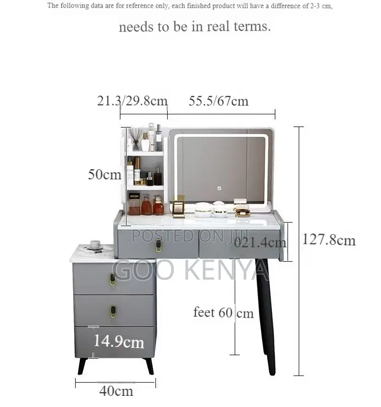 Home Dressing Table; Wooden Vanity Table Set With Mirror and Stool