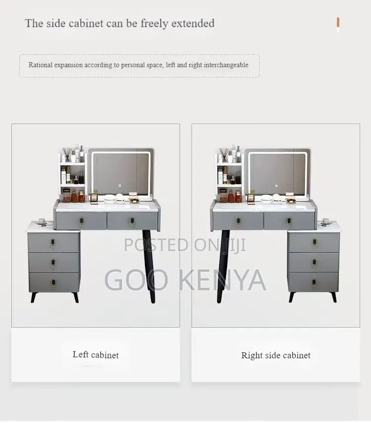 Home Dressing Table; Wooden Vanity Table Set With Mirror and Stool