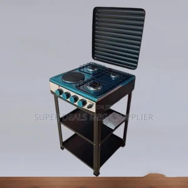 Eurochef 1 Electric Standing Cooker 3 Gas Burners - Built- In Shelves