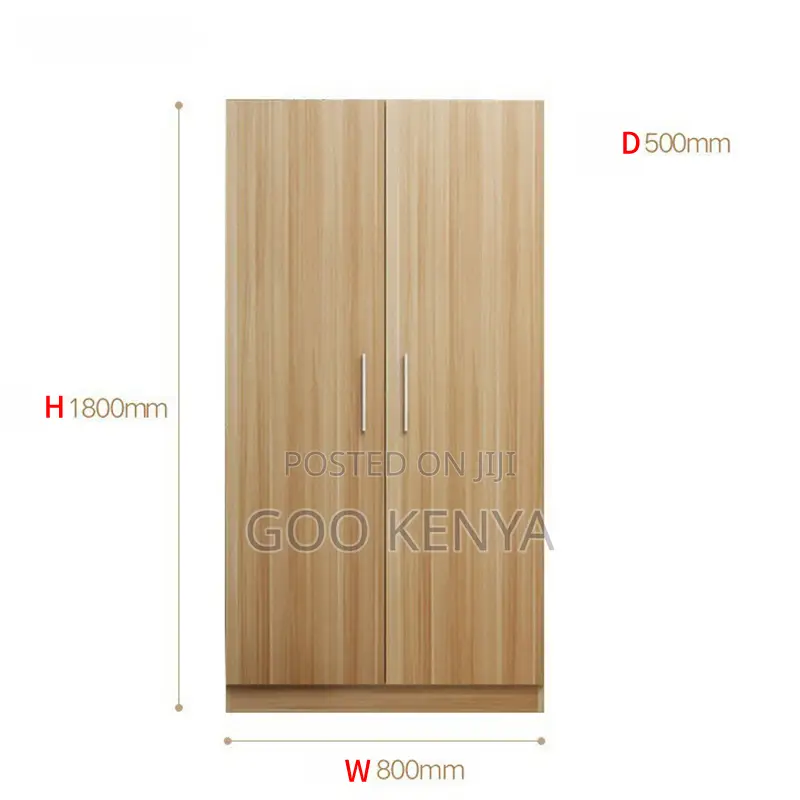 Home Wardrobe; Durable Wooden 2-Door Closet for Home Storage