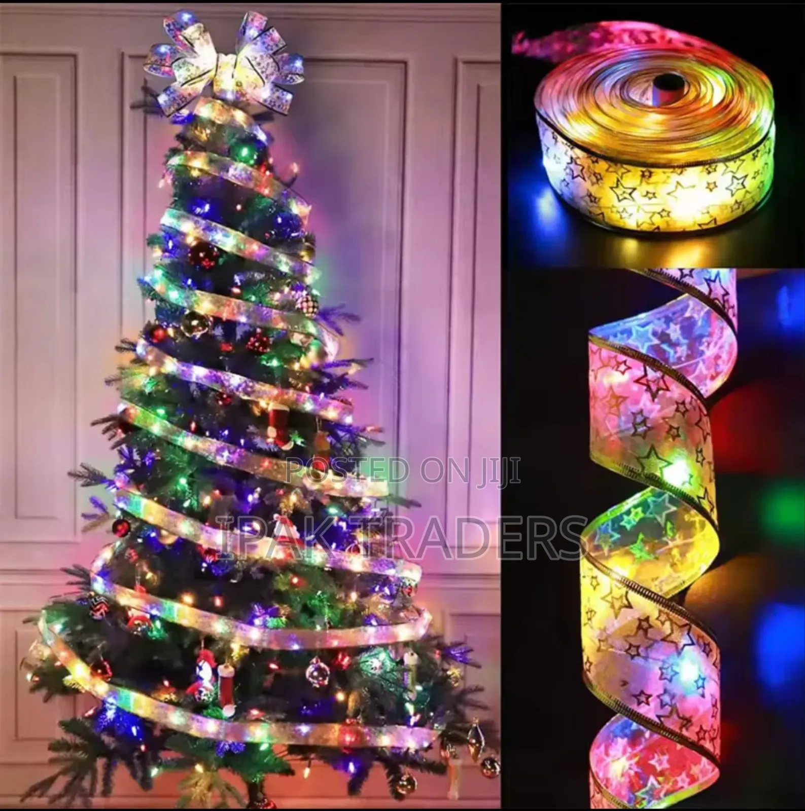 *Xmas Multicolored Battery Powered Ribbon  Size: 182cm