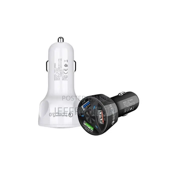 Three Usb Port Qc 3.0 Car Fast Quick Charger