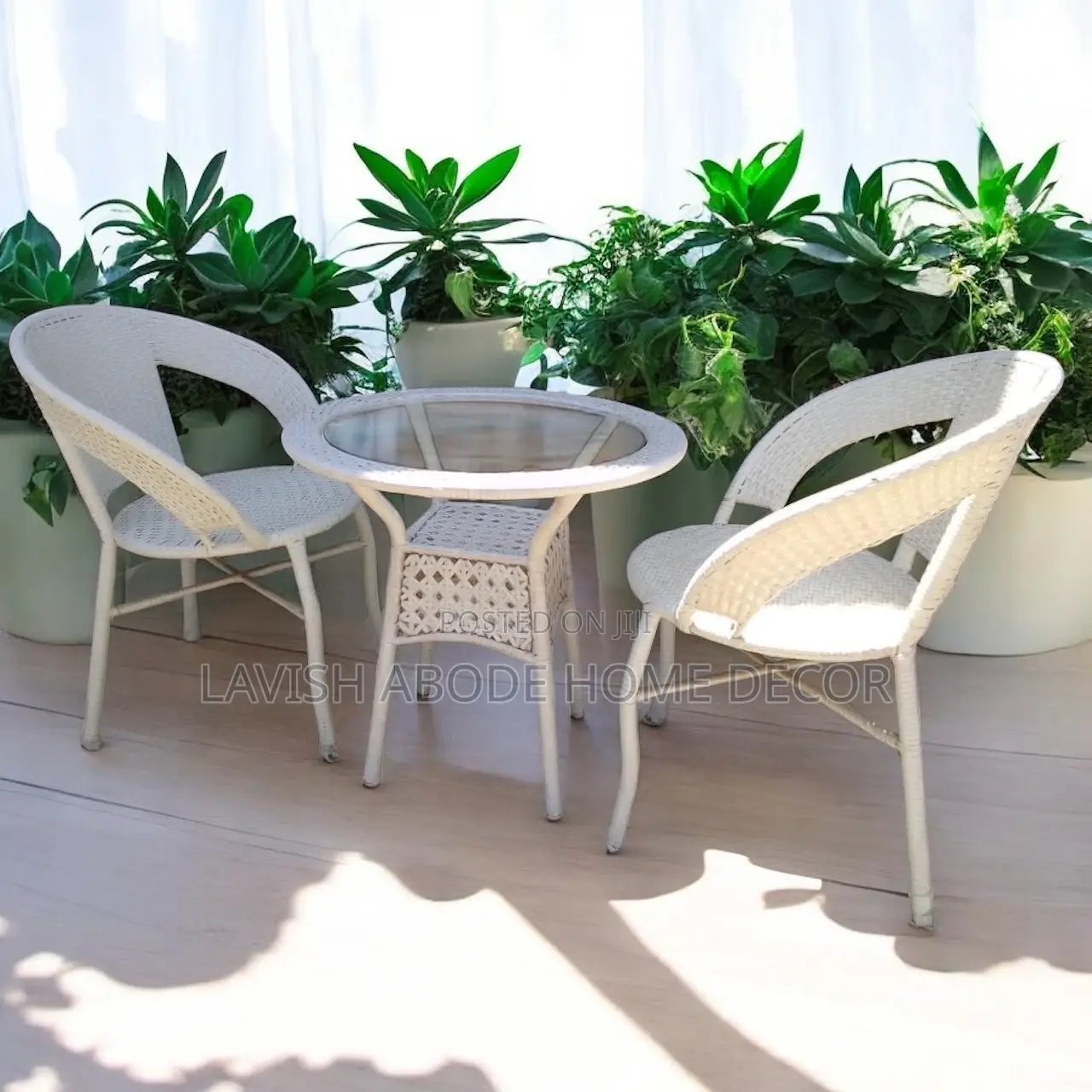 Wicker Outdoor Furniture Set – 2 Chairs + Table F Garden, Balcony Lawn