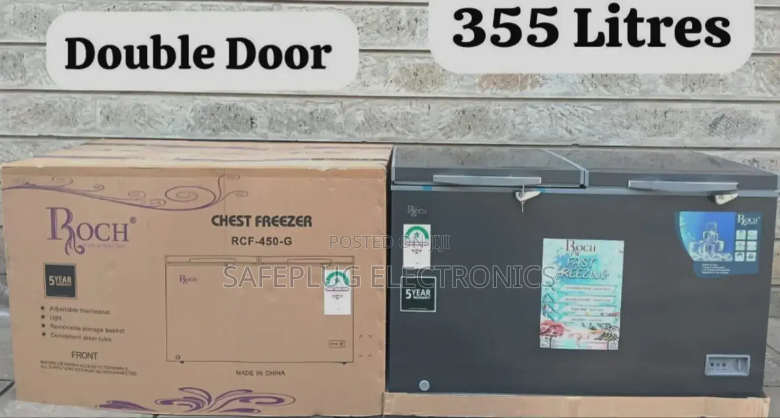 350 Litres- Roch Deep Chest Freezer + Cool Pack Sliding Glass