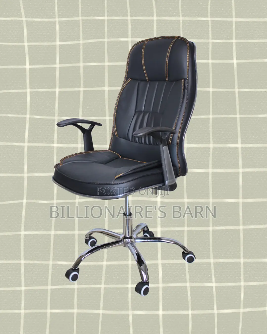 High-Back Executive Leather Office Chair | Swivel Base