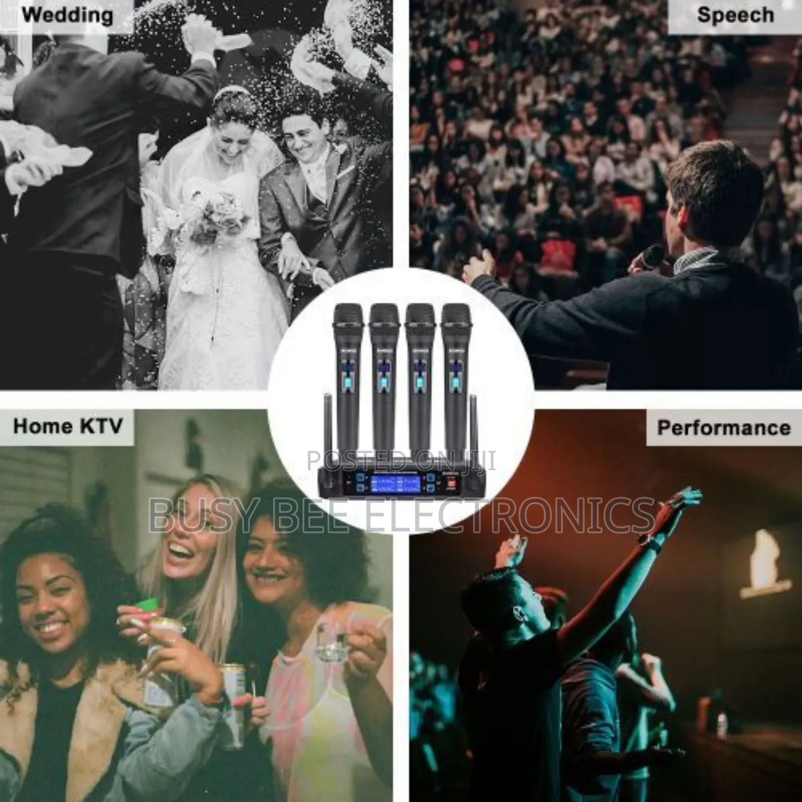 Bomge 4-Channel Dynamic Wireless Microphone System