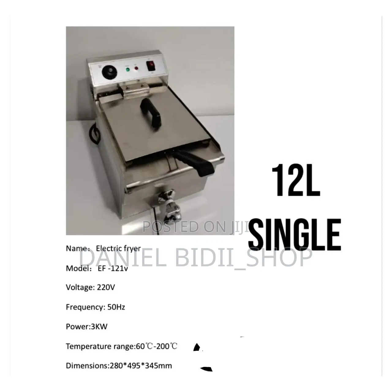 Single Electric Chips Fryer 12ltrs