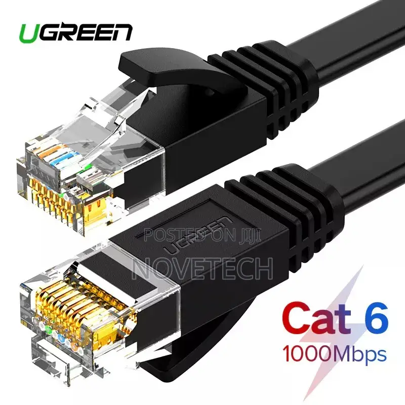 Ugreen Cat 6 Ethernet Flat Cable Rj45 8 Twisted Pair Patch Cord - 1m