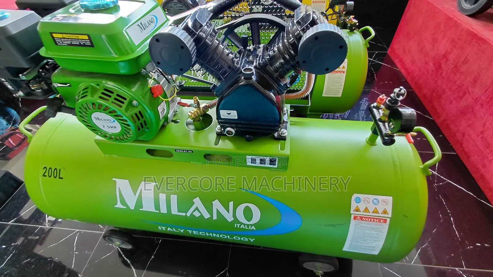 Milano 200l Petrol Air Compressor Machine Two Piston.