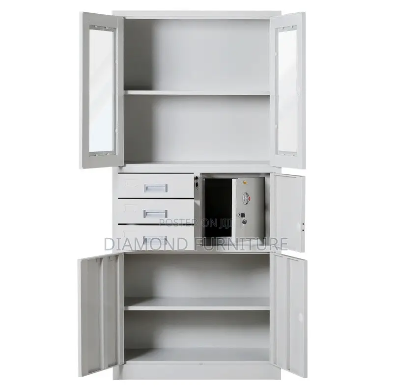 Office Furniture; {Half Glass Fronted Office Filing Cabinet With Safe}
