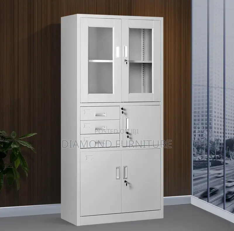 Office Furniture; {Half Glass Fronted Office Filing Cabinet With Safe}