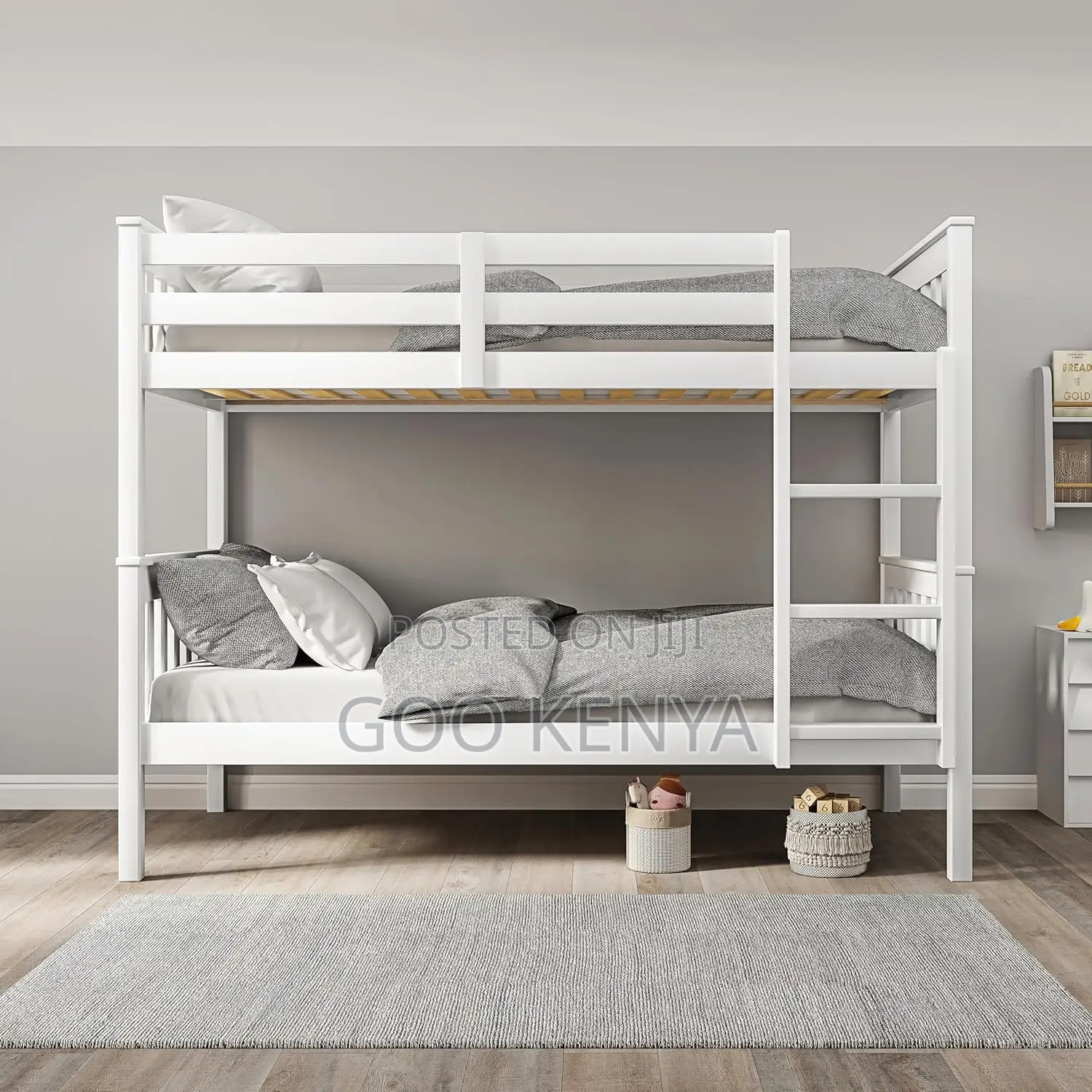 Home Bed; Durable Wooden Double Bed With Stair Feature