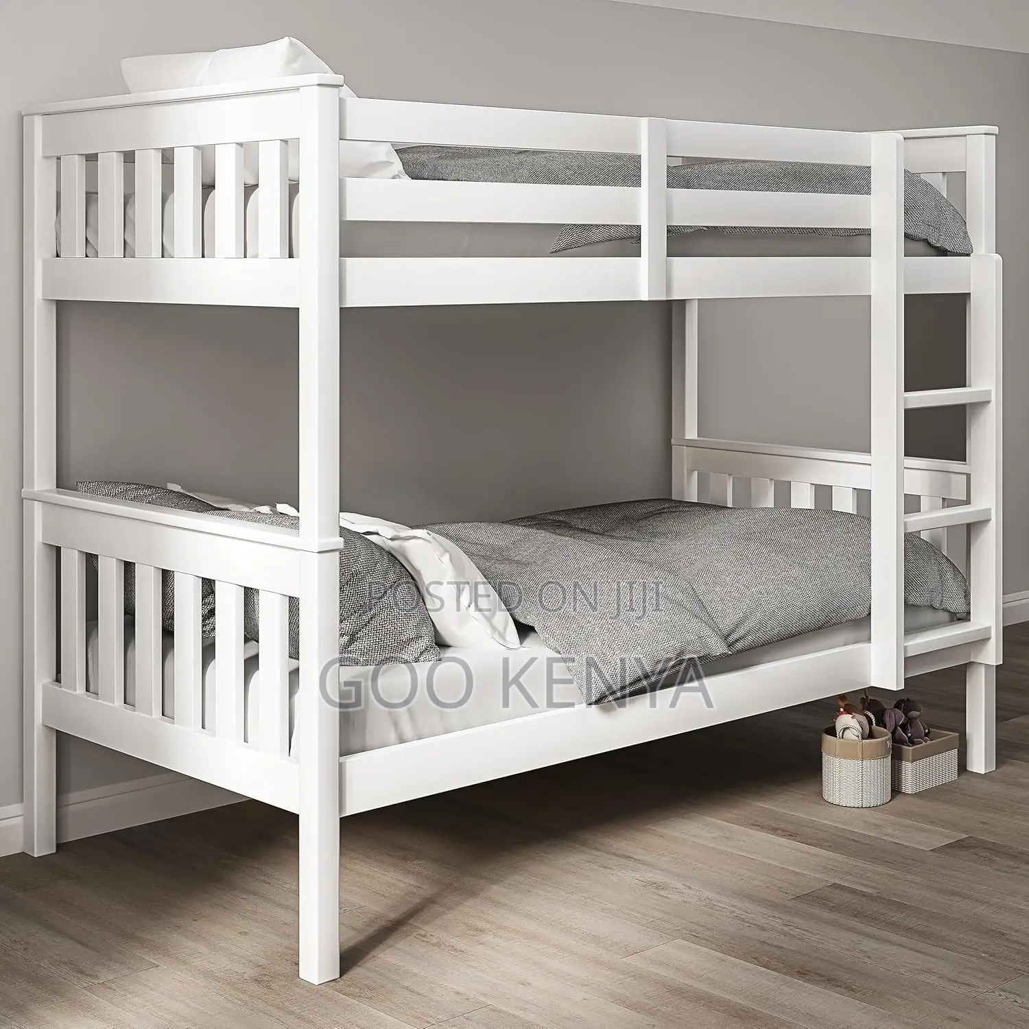 Home Bed; Durable Wooden Double Bed With Stair Feature