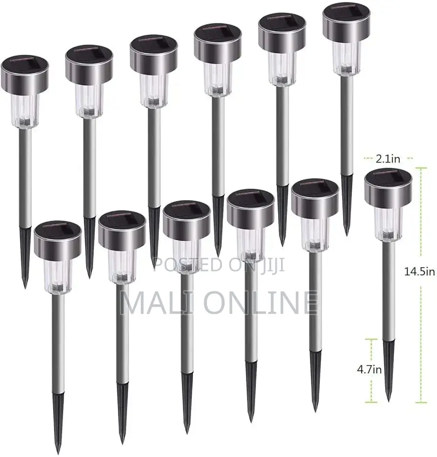 12 Pack Stainless Steel Solar Garden Lights Outdoor Waterproof Led