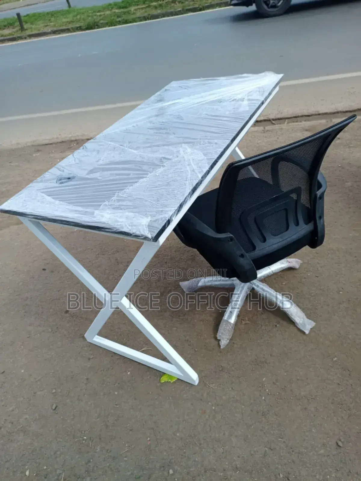 Office Table and Mesh Chair