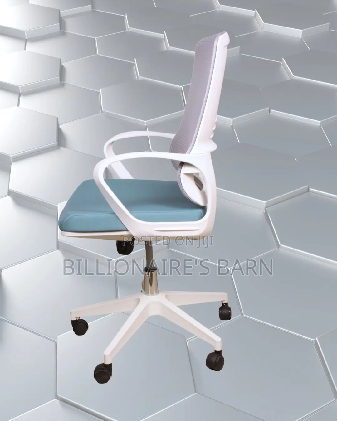 Space-Saving White Ergonomic Mesh Office Chair | Padded Armrests