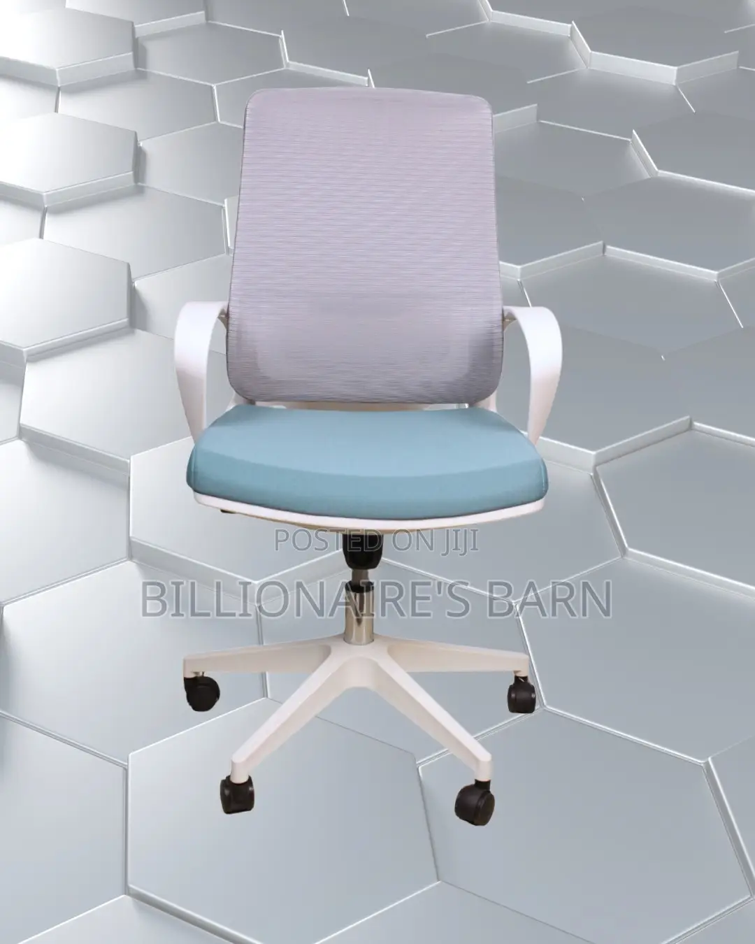 Space-Saving White Ergonomic Mesh Office Chair | Padded Armrests