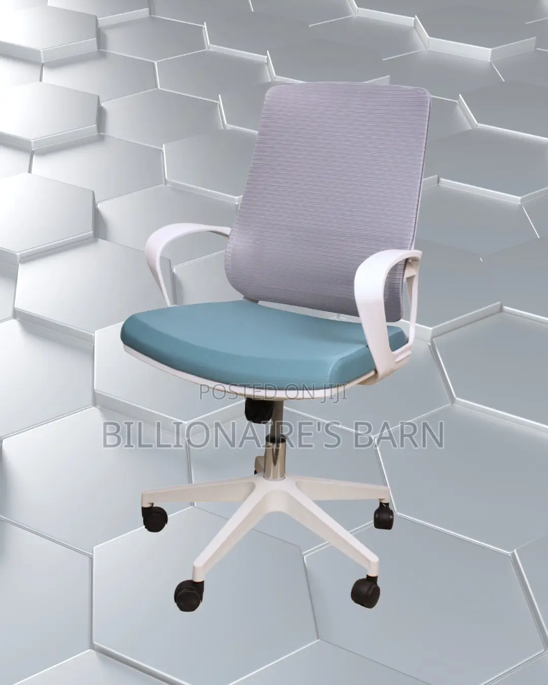 Space-Saving White Ergonomic Mesh Office Chair | Padded Armrests