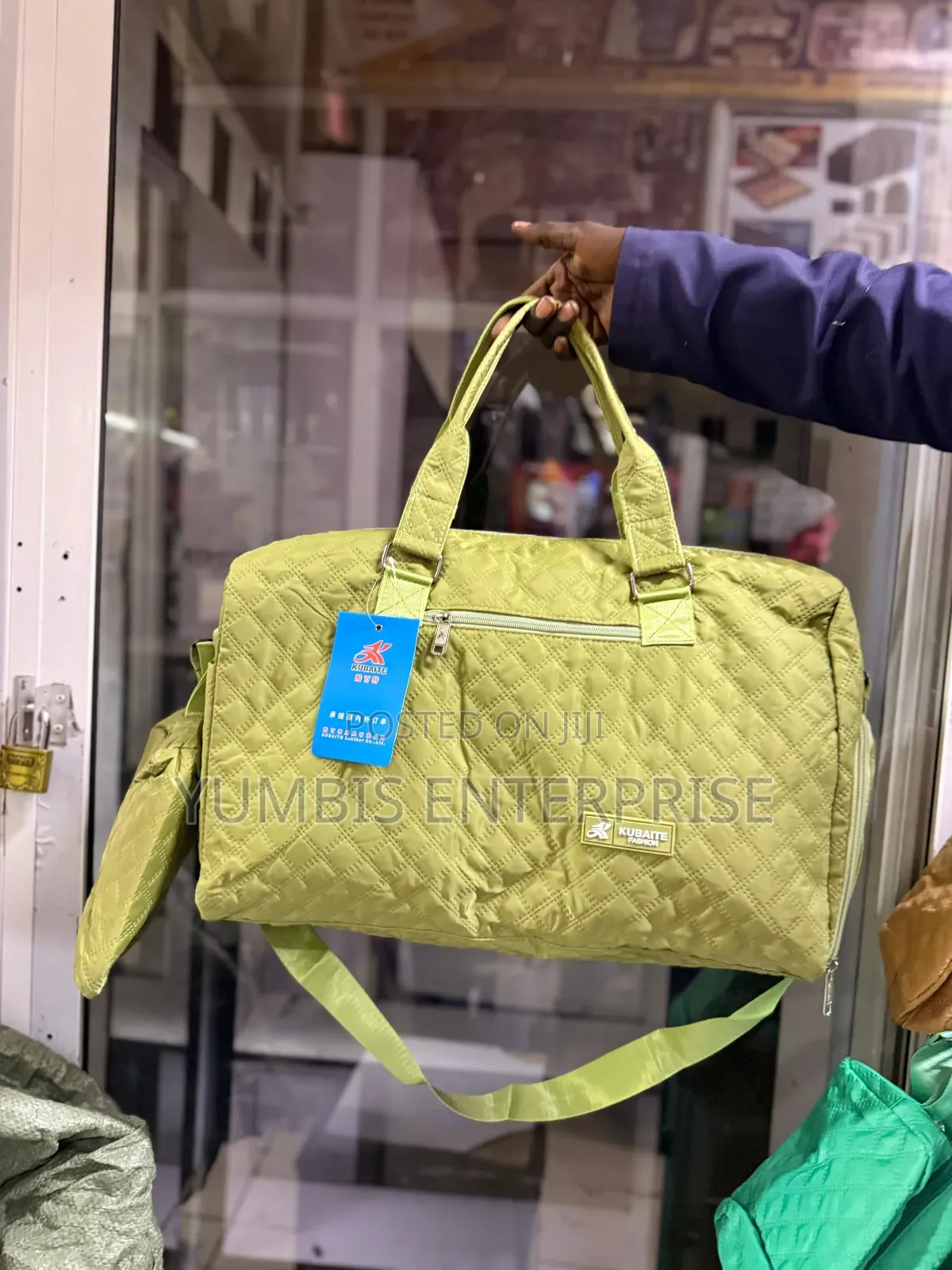 Green Gym Bag With a Pouch and Has a Shoe Compartment