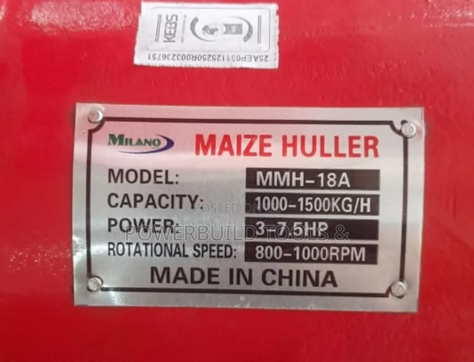 Mmh-18a Milano Italia Maize 🌽 Huller Capacity 1000 To 1500 Kgs Per Hr