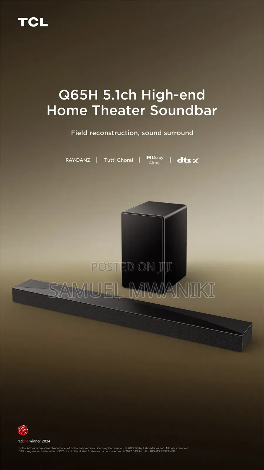 TCL Q65h Soundbar 5.1ch Dolby Atmos 360 Watts Bluetooth 3d Experience