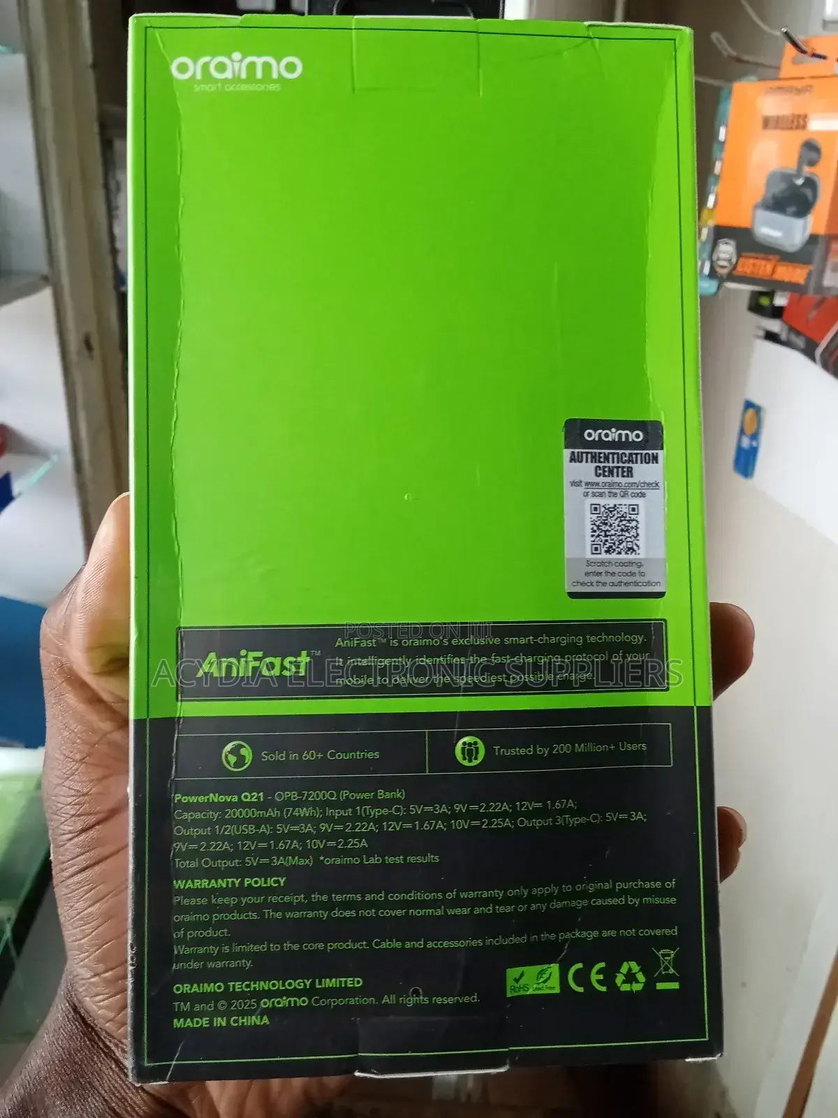 Oraimo Powernova Q21 Powerbanks 20000mah. 22.5w Fast Charging