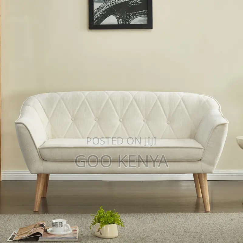 Home Sofa; Modern Home Fabric 2-Seater Sofa With Wood Base