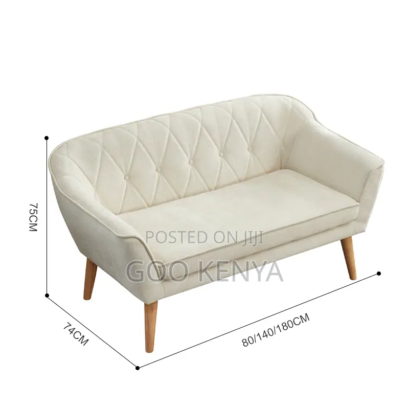 Home Sofa; Modern Home Fabric 2-Seater Sofa With Wood Base