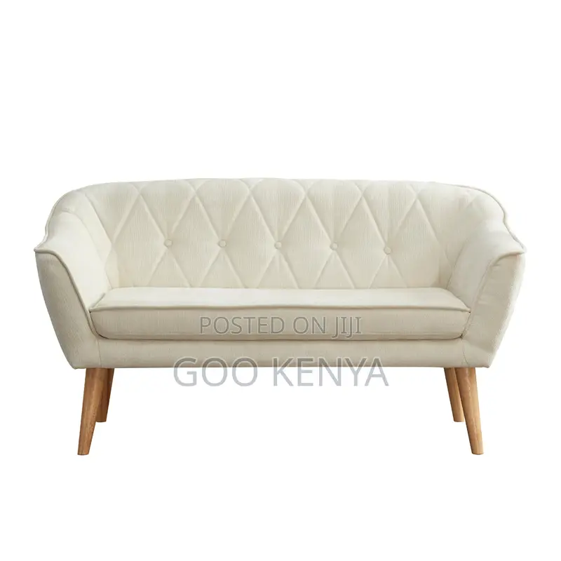 Home Sofa; Modern Home Fabric 2-Seater Sofa With Wood Base