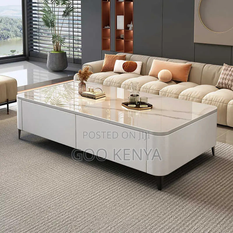Home Table; Living Room Rectangular Coffee Table With Marble Top