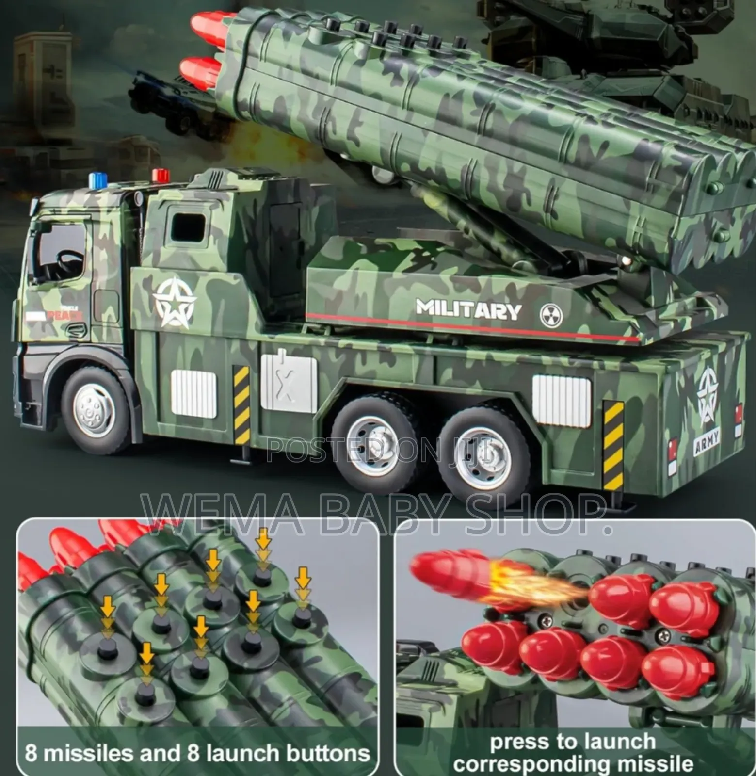 Functional Military Missile Launch Vehicle Toy Truck.