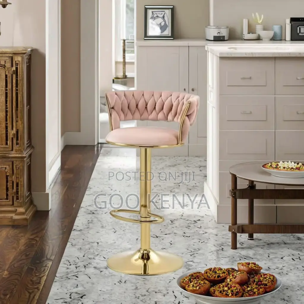 Home Bar Stool; Modern Velvet Counter Stool With Adjustable Height