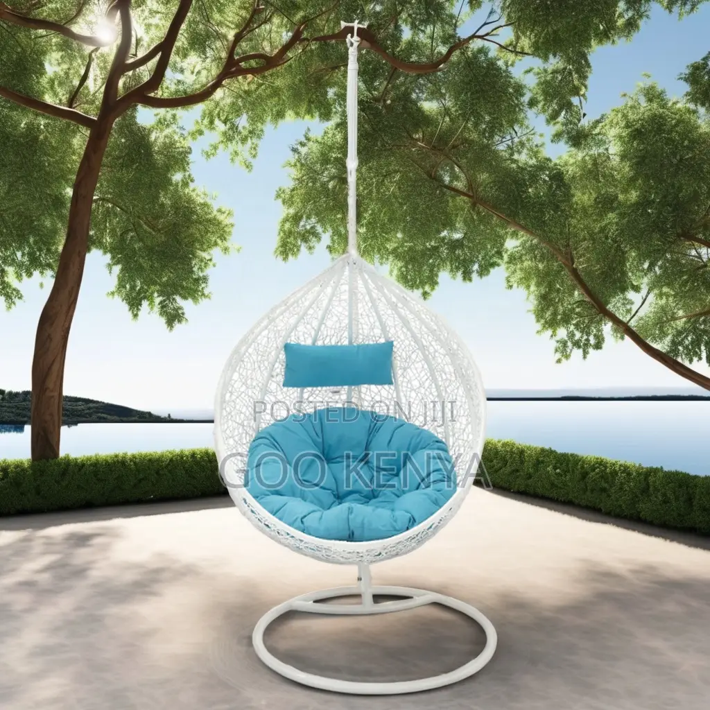 Balcony Chair; Egg-Shaped Padded Hammock Lounger With Support Stand