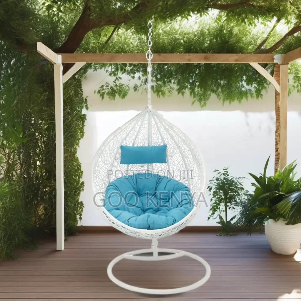 Balcony Chair; Egg-Shaped Padded Hammock Lounger With Support Stand