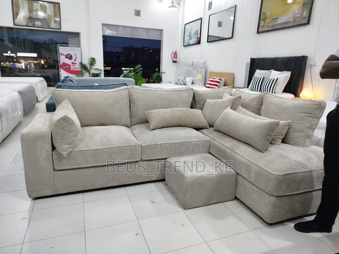 Sleek Casual 6 Seater L Sofa With a Puff