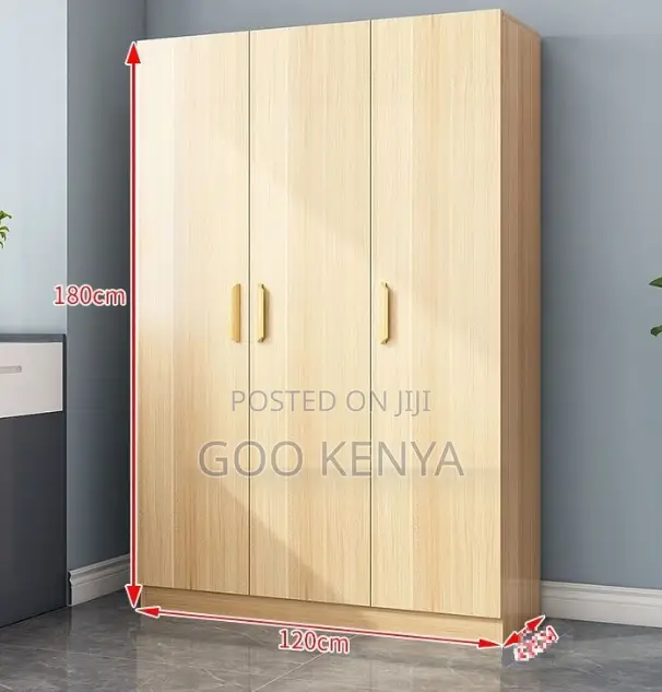 Bedroom Home Closet; 3-Door Lockable Bedroom Closet With Wooden Finish