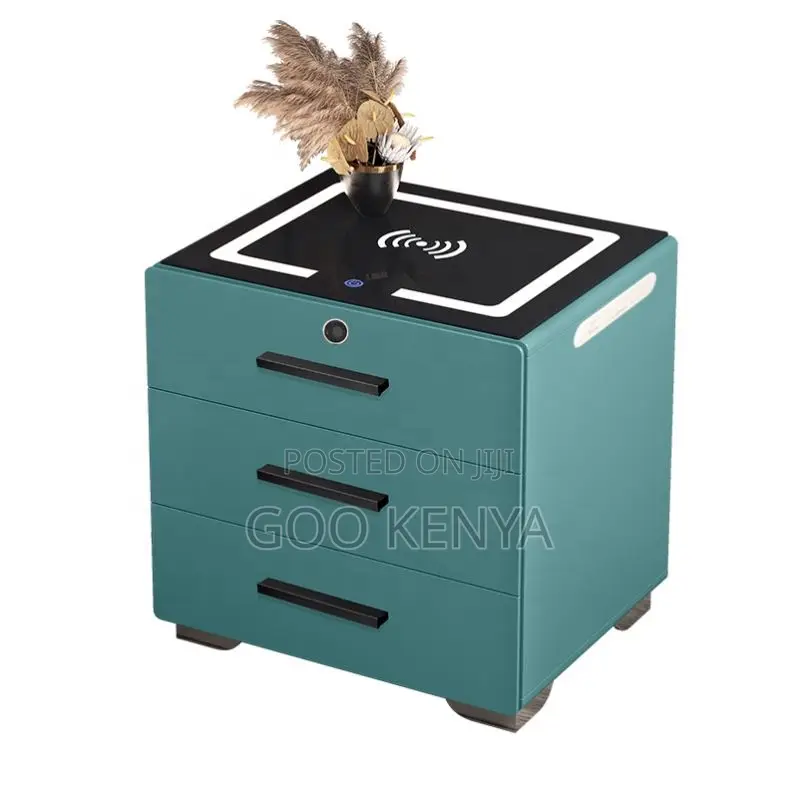 Home Bedside Cabinet; Fingerprint Lock Bedside With Charging Port
