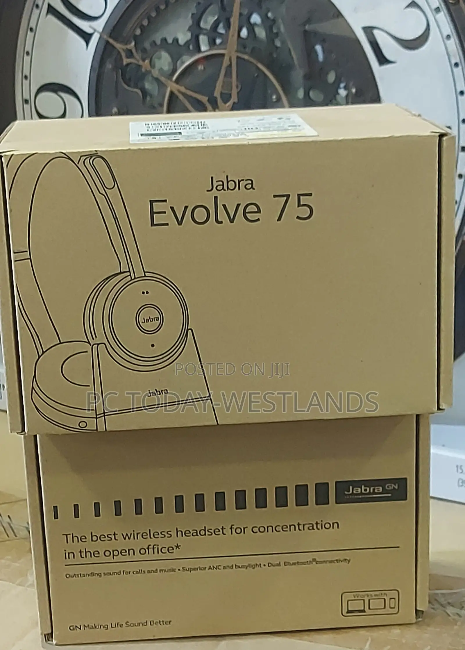 Jabra Evolve 75 Ms Wireless Headset, Stereo +Link 370